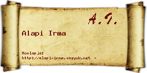 Alapi Irma névjegykártya